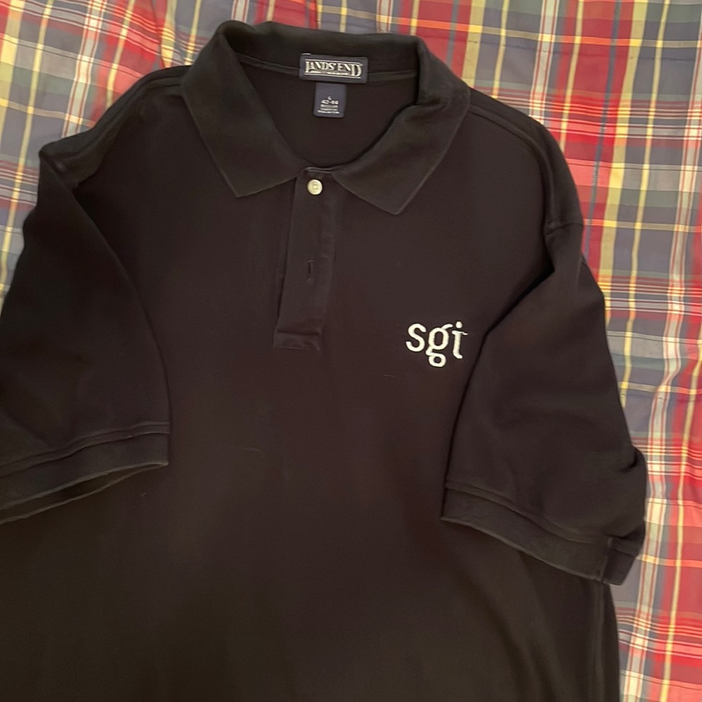 Men’s Land’s End cotton polo SS Black Large 42-44 Regular